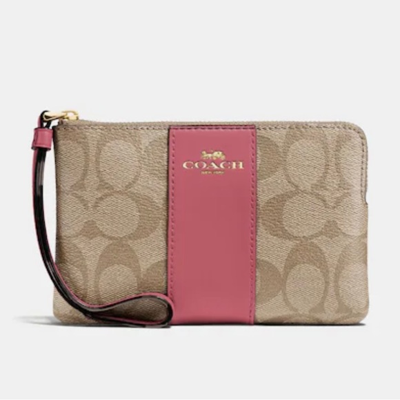 Coach Corner Zip Wristlet in Signature Canvas - Picture 1 of 2